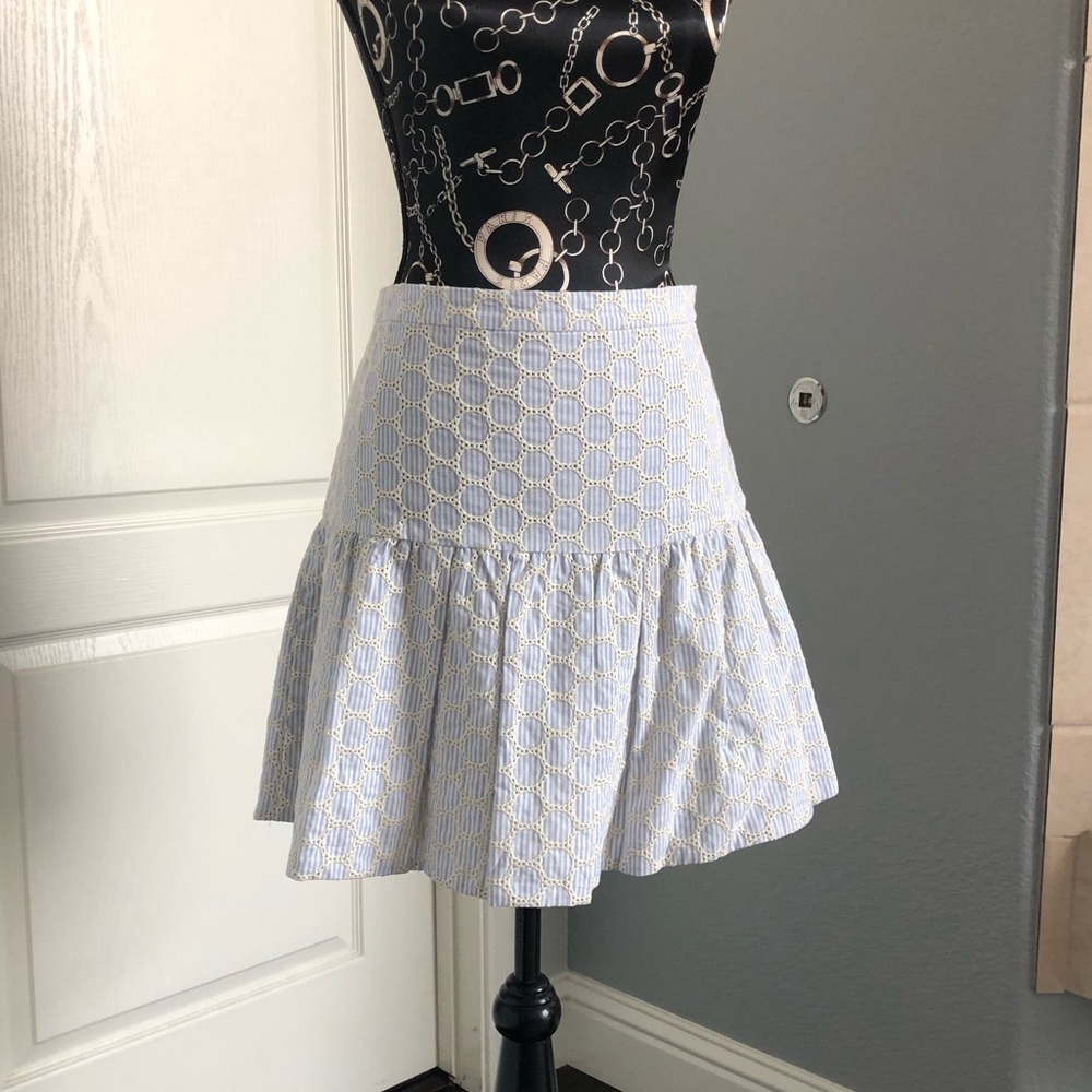 J. Crew striped seersucker eyelet ruffle skirt